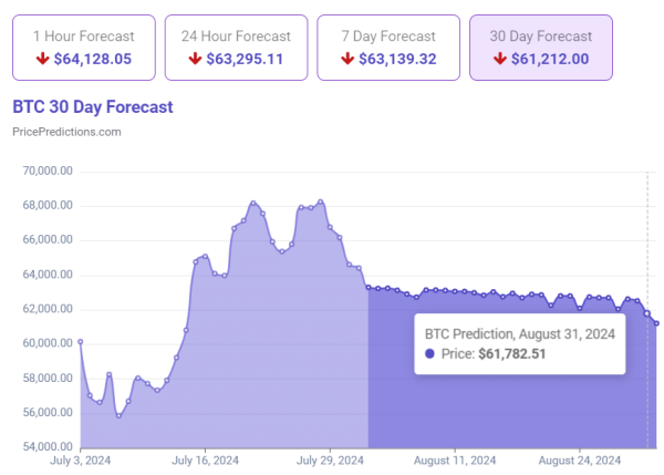 AI predicts Bitcoin price for August 31, 2024