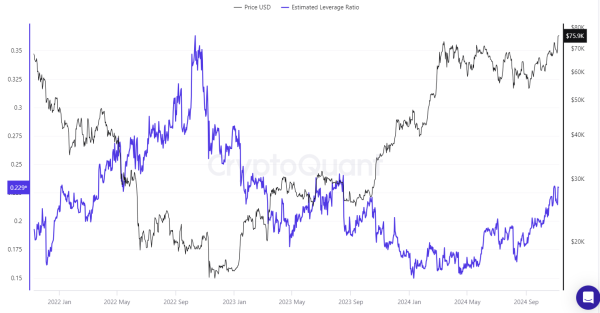 Bitcoin’s leverage ratio reaches the highest level since late 2021, signals volatility ahead