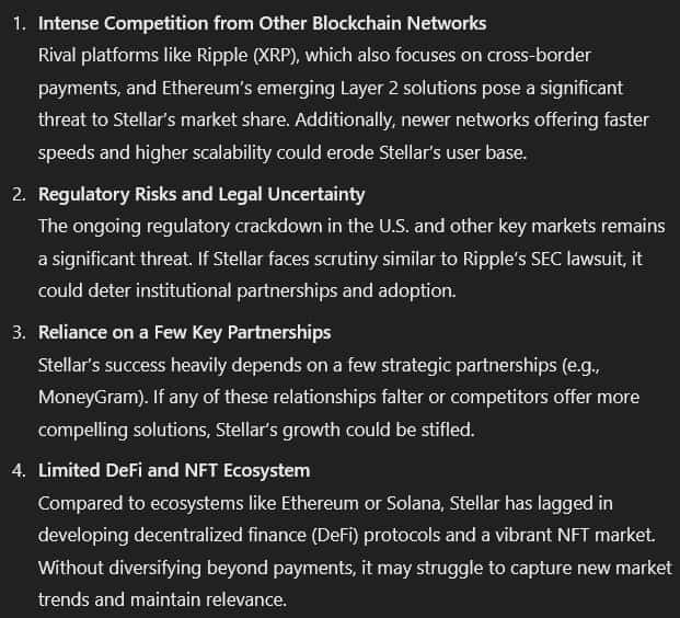 Bearish factors affecting XLM. Source: OpenAI