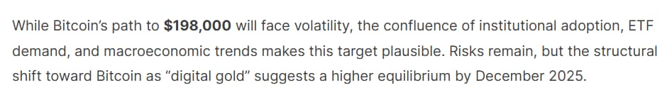 DeepSeek's BTC price target for the end of 2025.