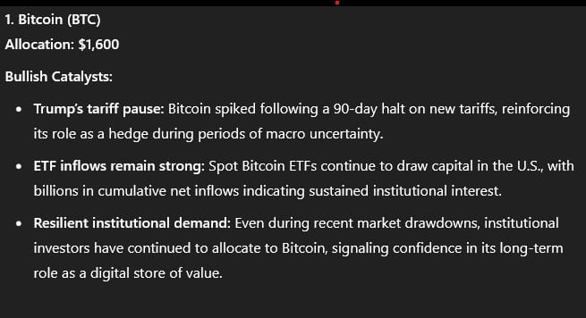 Bullish factors impacting BTC prices. Source: OpenAI